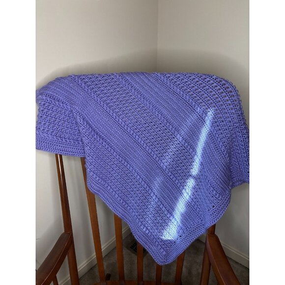 HANDMADE Crochet Baby Blanket Purple 100% Acrylic Caron Simply Soft Yarn - Picture 1 of 3
